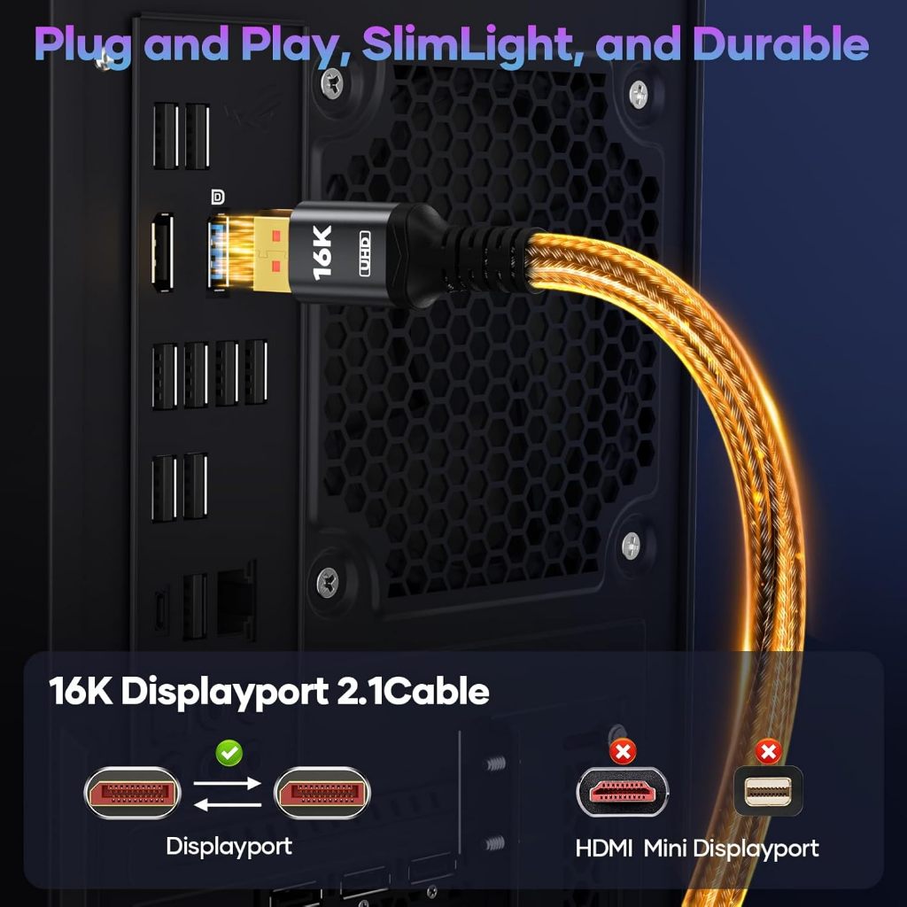 16K DP Cable ULTRA-HD DisplayPort V2.1 | 16K@60Hz | 80Gbps