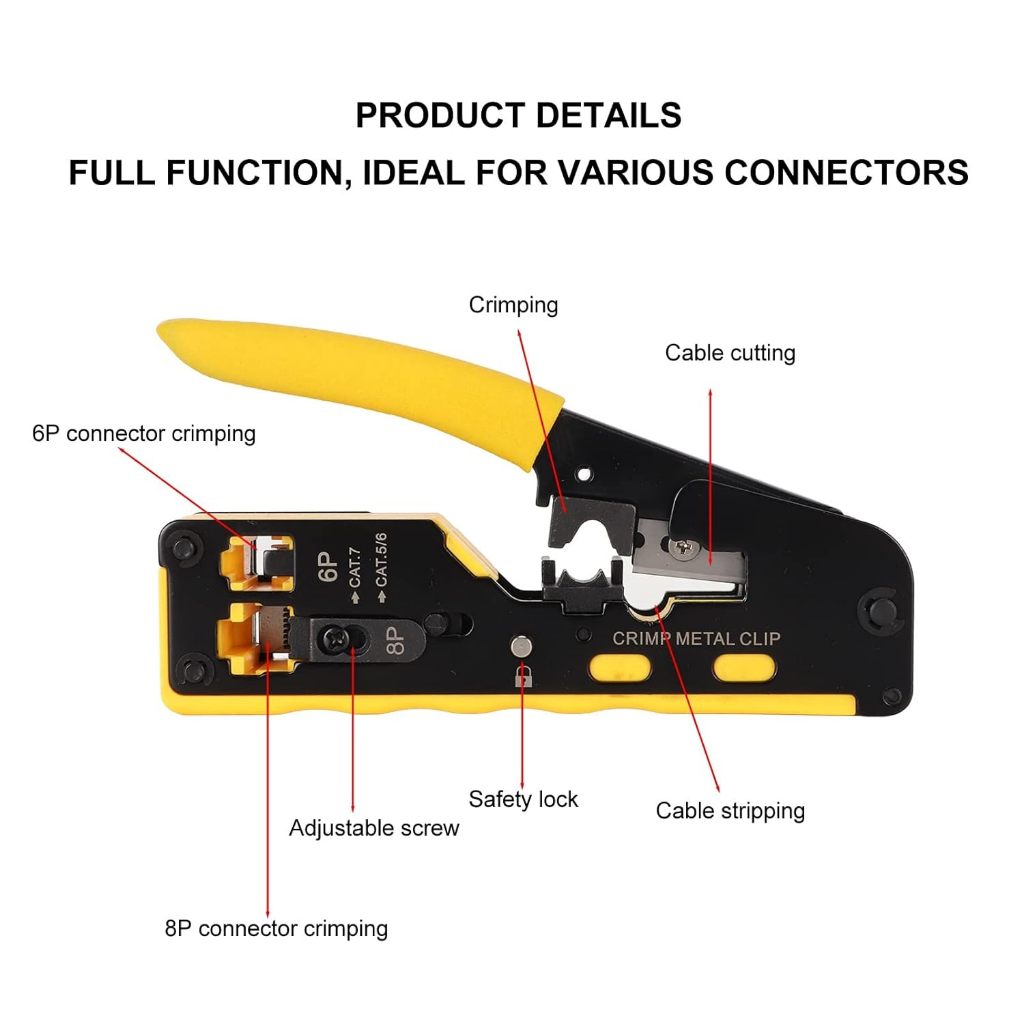 Multifunctional Network Crimping Tool for CAT5/6/7/8 RJ45 with LED | CT-HT7188