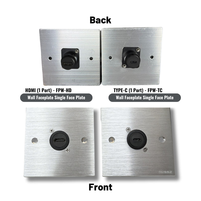 Single Wall Faceplate | USB-C/HDMI Modular for Hotel/Home Wall Socket