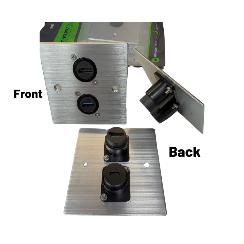 2-Port Wall Faceplate Socket | HDMI/Type-C/RJ45/USB for Home & Hotel
