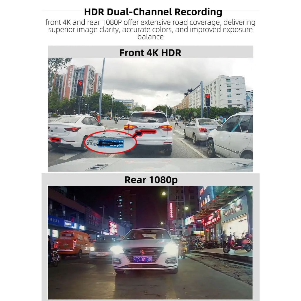 4K Dual-Lens Car DashCam with GPS & Type-C Power | DCF2-23W