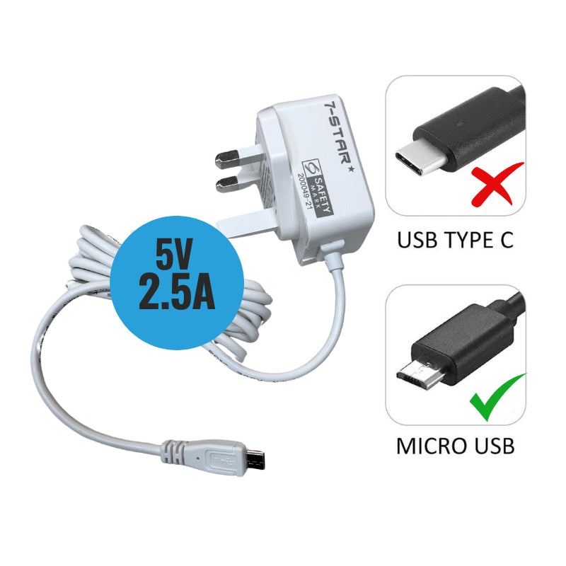 5V 2.5A Micro USB Power Adapter for IP Camera | 7S-AD5V2.5AUBW(S)