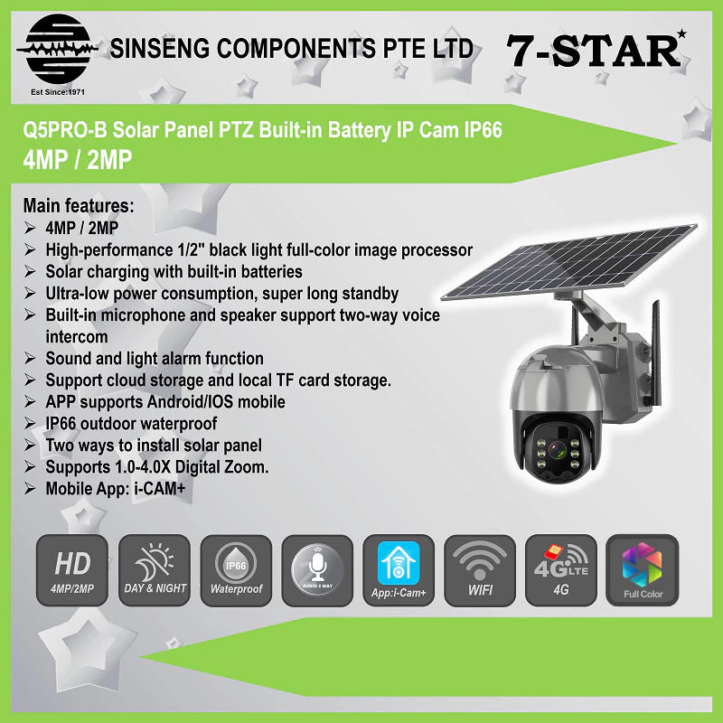 4MP Solar IP Camera for 24/7 Surveillance | Q5 Wifi/4G