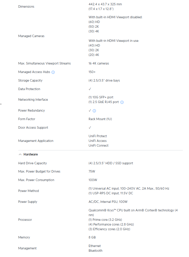 Ubiquiti UniFi AI Network Video Recorder 1U UniFi Protect NVR | UBQ-UNVR-G2