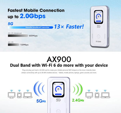 D-Link Touchscreen 4G/5G WiFi 6 Router | Sim Card Router | DWR-U2100