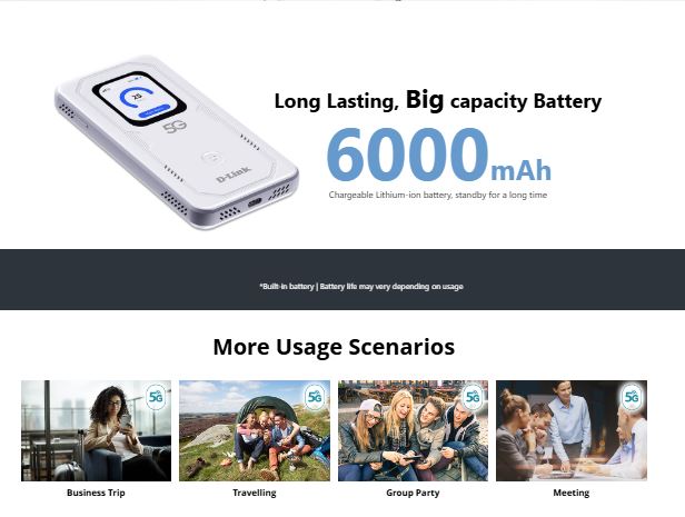 D-Link Touchscreen 4G/5G WiFi 6 Router | Sim Card Router | DWR-U2100