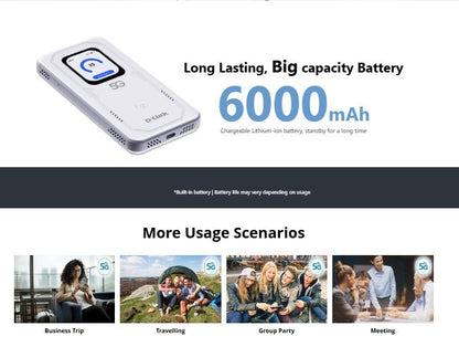 D-Link Touchscreen 4G/5G WiFi 6 Router | Sim Card Router | DWR-U2100