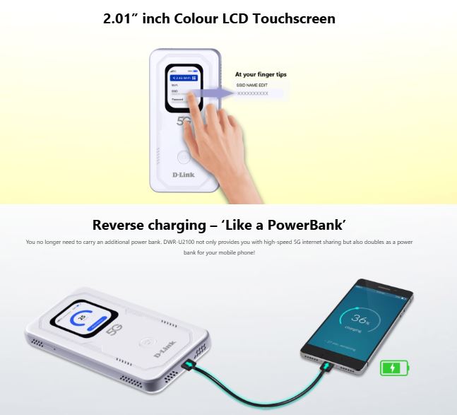 D-Link Touchscreen 4G/5G WiFi 6 Router | Sim Card Router | DWR-U2100