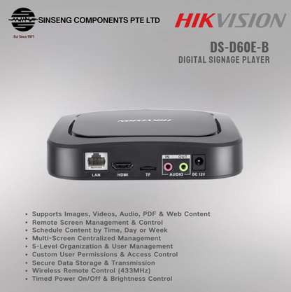 Hikvision DS-D60E-B Digital Signage Player | Remote Media Player