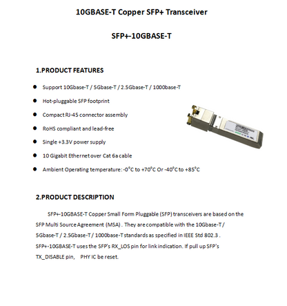 7-STAR* SFP+ to RJ45 10G Transceiver - 10GBASE-T 2.5G/5G/10G SFP+ Module | 7S-SFP+-T-R30