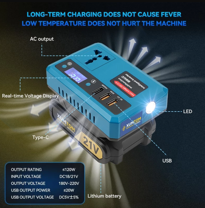 5 IN 1 Portable Mini Smart Inverter with Flashlight | PPI-01