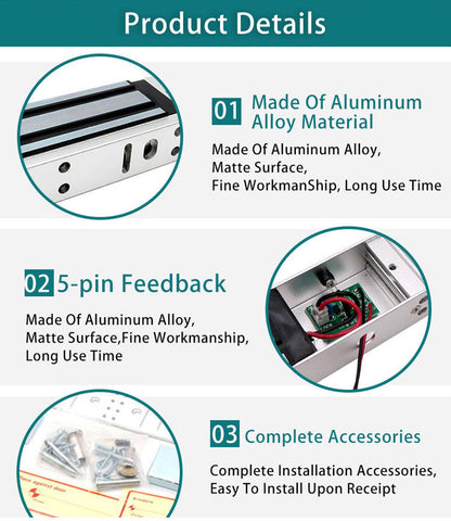 280KG 600lbs 5-Wire Double EM Lock with LED Indicator (Red & Green) | 7SDA-EM600DLED