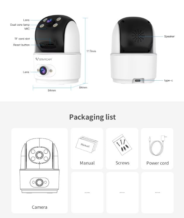 4MP Dual Lens WiFi Camera | Two-Way Audio | VS-CS996DR