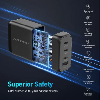 100W GaN PD Fast Charger Adapter | Type-C | USB A | 7SPD-63B