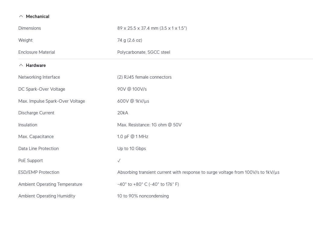 Ubiquiti Unifi UACC-ETH-SP-DIN Ethernet Surge Protection Up to 10 Gbps (Single Port)