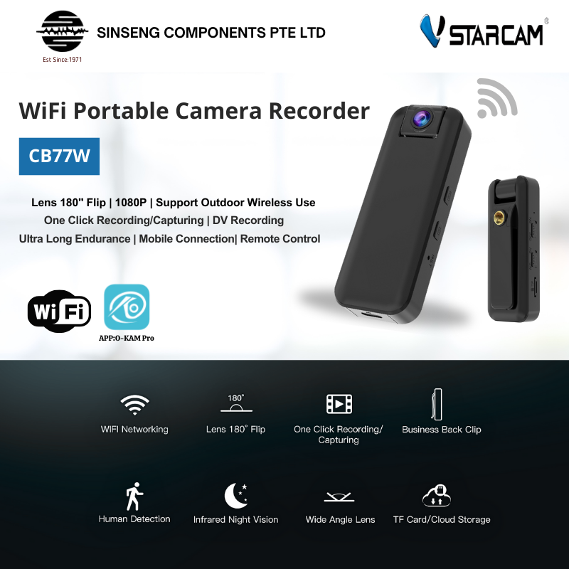 3MP WiFi Camera with HD 1296P Video Recording Night Vision Built-In 1500mAh Battery | VS-CB77W/WIFI