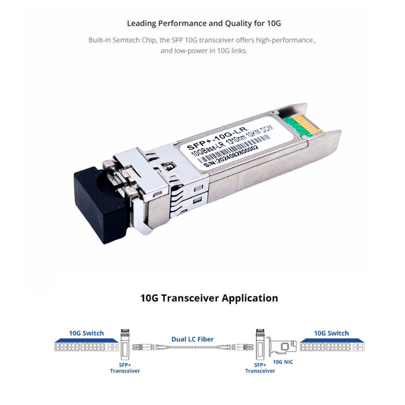 10G BASE-LR SFP+ 1310nm 10km Duplex LC/UPC SMF Optical Transceiver | 7S-SFP-10G-LR