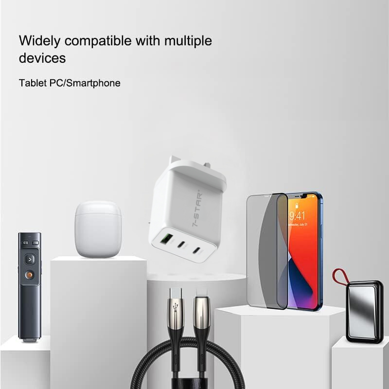 65W GaN PD Charger Adapter | USB Type-C | USB A | White | 7SPD-60W