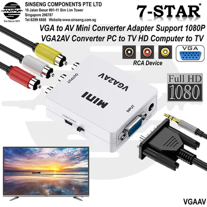 VGA to AV/RCA/BNC Converter Adapter | 1080P PC to TV | VGAAV