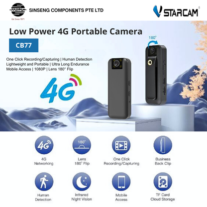 4G SIM Body Camera 1296P HD Portable Security Camera with 1500mAh Battery | VS-CB77/4G