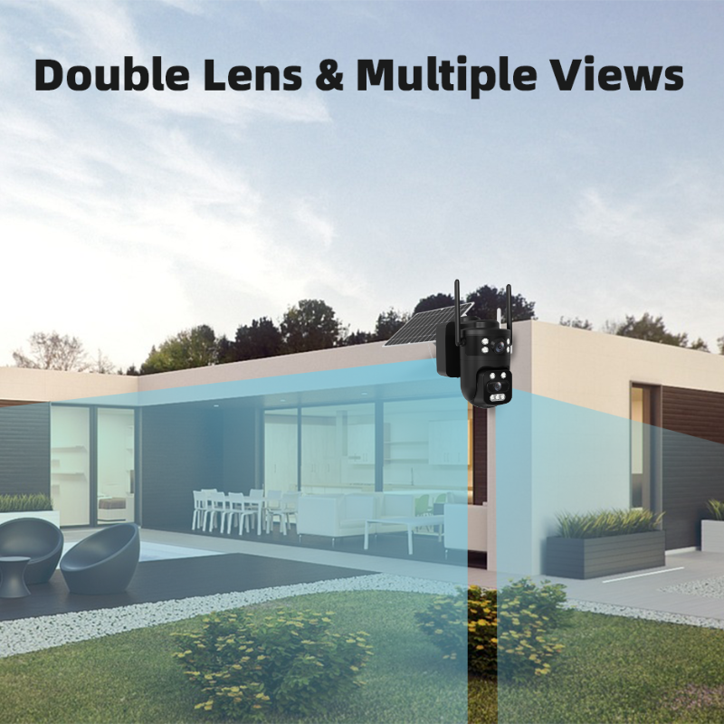 Q10PRO AOV Dual Lens 4G Sim Card Solar Panel Wireless CCTV IP Camera