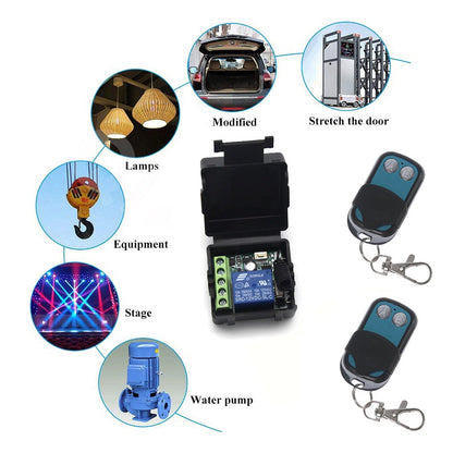 433MHz Door Access RF Transmitter 2PCS with 12V 1CH Relay Receiver | KEY-ZFK1-1-433MHZ-2