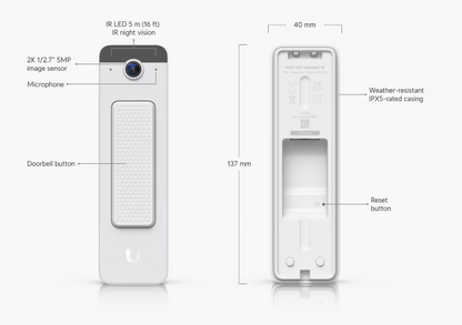 Ubiquiti UniFi UVC-Doorbell Lite 5MP PoE Smart Doorbell Camera with Two-Way Audio