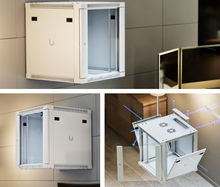 UniFi 12U Wall Mount Rack Cabinet 600mm Glass Door with 2 Cooling Fans | UBQ-UACC-RACK-12U-WALL-600-G