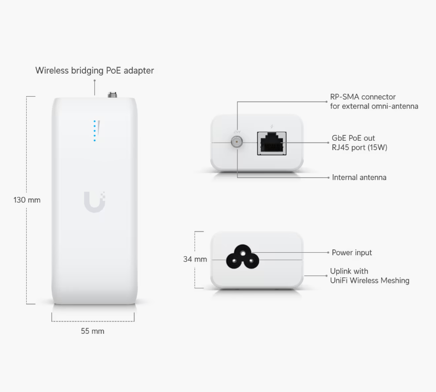 Ubiquiti UniFi UDB Device Bridge | Wireless PoE Adapter