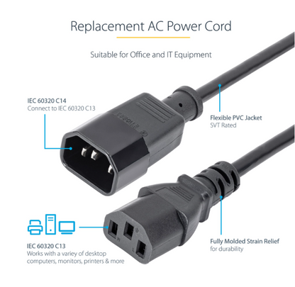 C13 to C14 Power Cable IEC 1.5M/3M Extension Power Cord