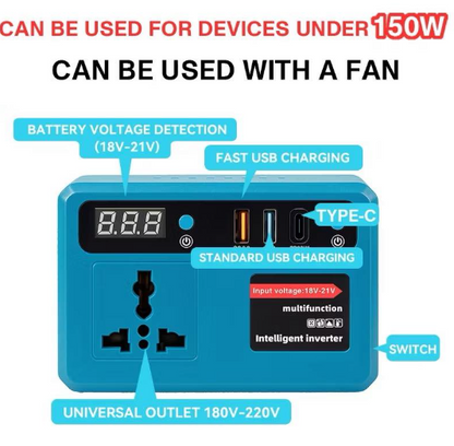 5 IN 1 Portable Mini Smart Inverter with Flashlight | PPI-01