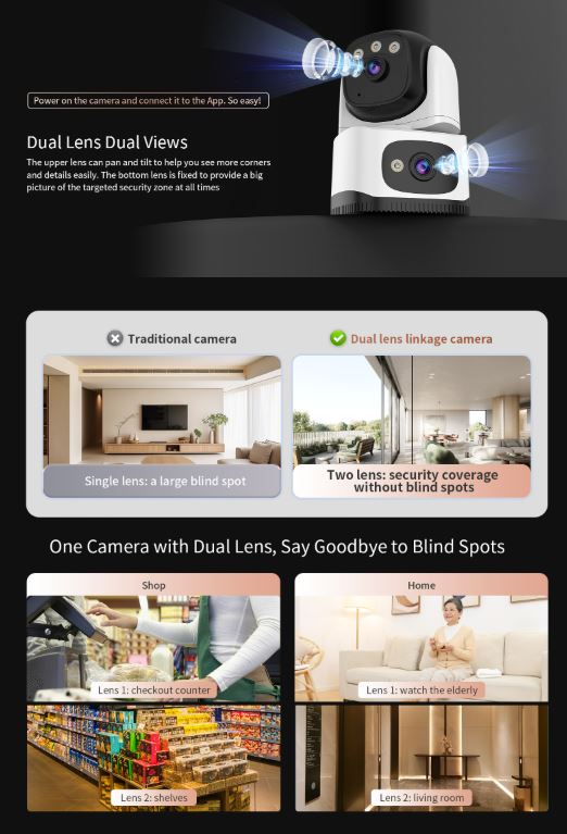 Dual Lens Dual View Full Color PT Smart IP Camera | VS-CS995DR