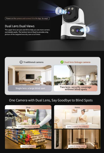 Dual Lens Dual View Full Color PT Smart IP Camera | VS-CS995DR