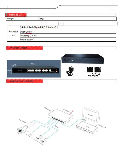 350W 24-Port Gigabit PoE Switch with Uplink & SFP | POE-G2422