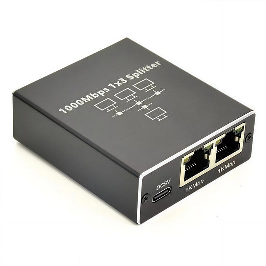 Ethernet Splitter 1 to 3 RJ45 Gigabit LAN Adapter with USB Power