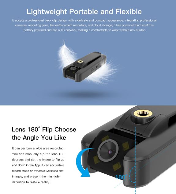 4G SIM Body Camera 1296P HD Portable Security Camera with 1500mAh Battery | VS-CB77/4G
