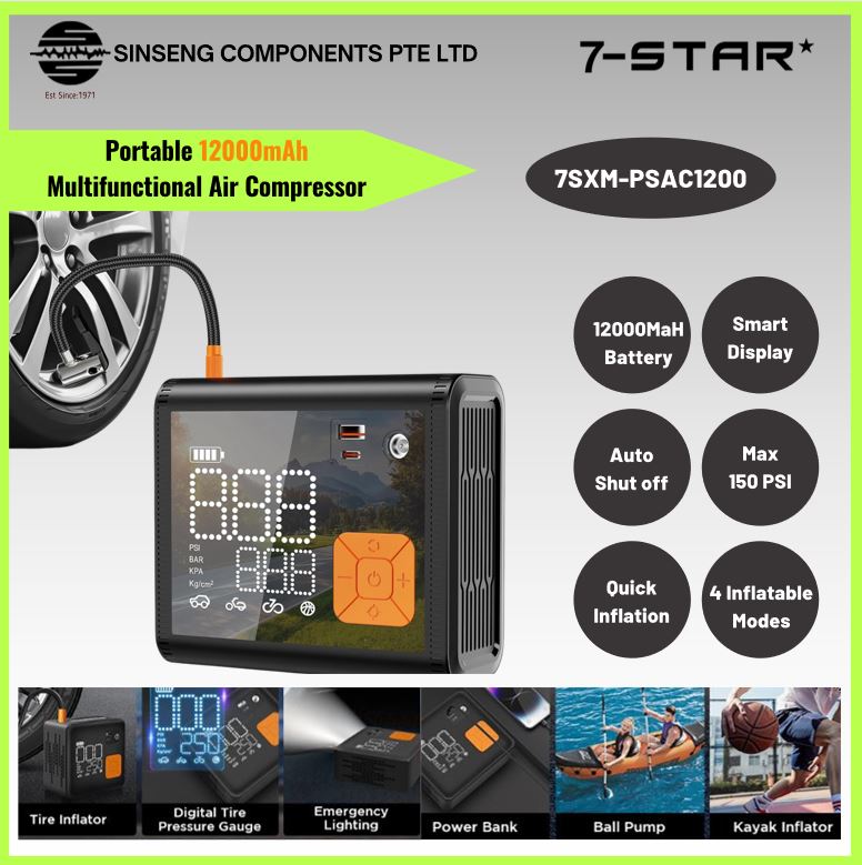 12000mAh Air Compressor Air Pump | 7SXM-PSAC1200