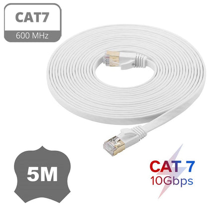 Cat 7 Gigabit Ethernet Flat Network Cable | 2m to 50m | White