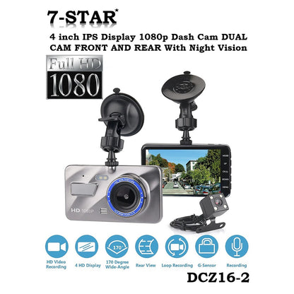4" IPS Dual Lens Front & Rear Car Camera 1080P Dash Cam DVR | DCZ16-2
