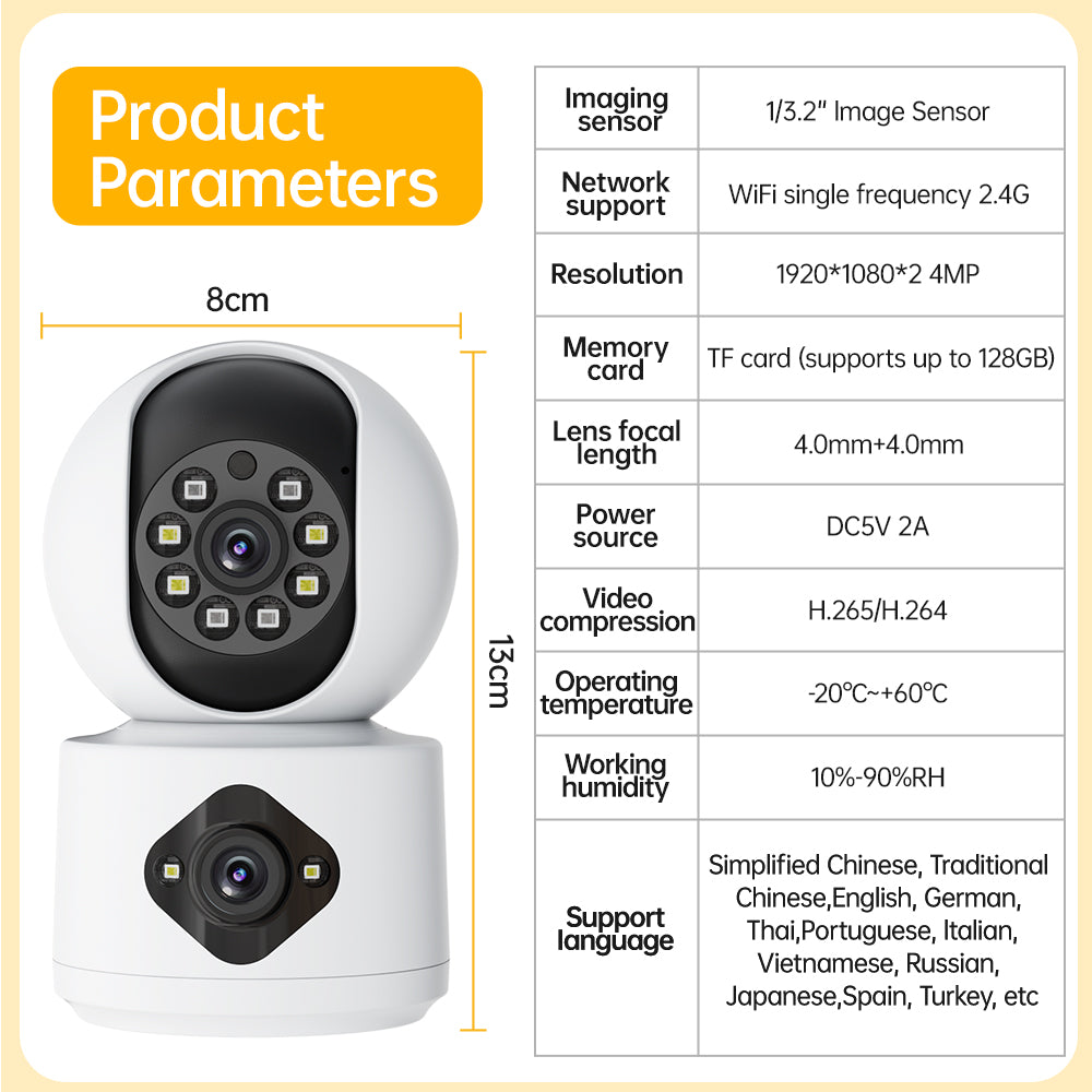 AI Yoosee Indoor PTZ 4MP Dual Lens 2MP+2MP Wireless IP Camera | WIPS860