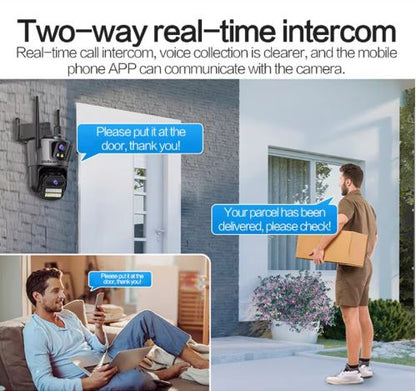 4G Solar Dual 2MP PTZ Camera | 9W Panel | Built in Battery | 24/7 Recording - ICSEE App | QT11B-AOV-4G