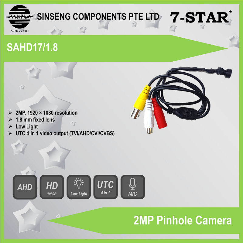 1080P 2MP SONY 323 4-in-1 Pinhole CCTV Camera | SAHD17/1.8