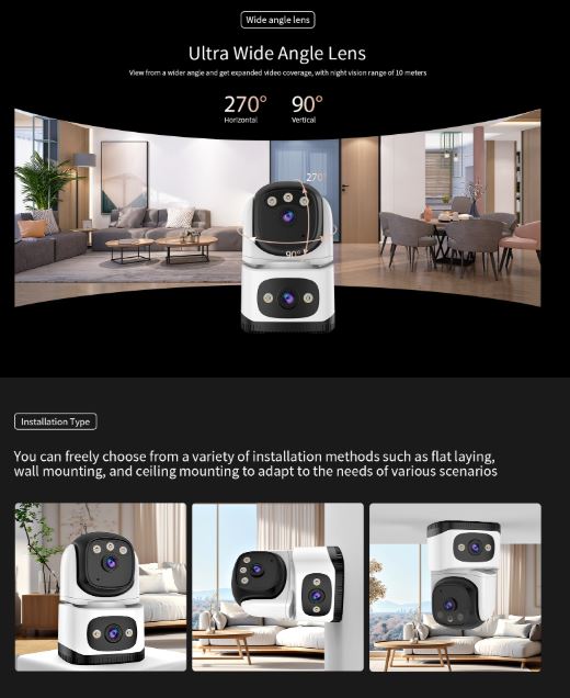 Dual Lens Dual View Full Color PT Smart IP Camera | VS-CS995DR