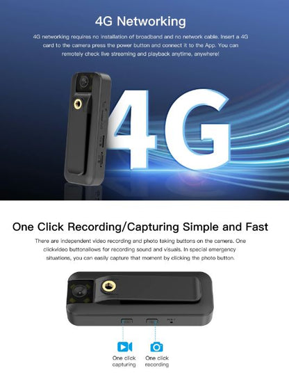 4G SIM Body Camera 1296P HD Portable Security Camera with 1500mAh Battery | VS-CB77/4G
