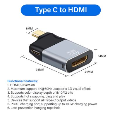 Type-C to HDMI & DP with PD Converter | Video Converter Adapter