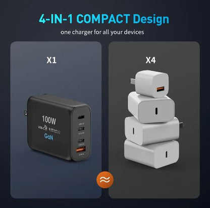 100W GaN PD Fast Charger Adapter | Type-C | USB A | 7SPD-63B