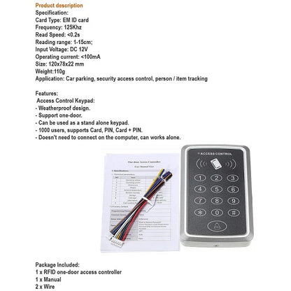 Door Access Reader - Single Door Proximity RFID Card Access Control System with Keypad