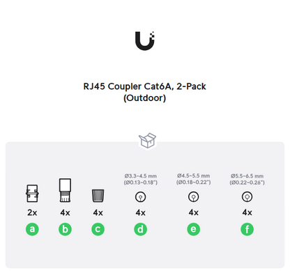 Ubiquiti Unifi UACC-RJ45-Coupler-C6A-Outdoor RJ45 Inline Coupler Cat6A Outdoor (2Pack)