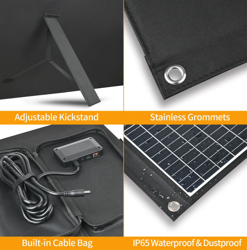40W/60W Portable Foldable Solar Panel for Outdoor Camping & Off-Grid Power Station