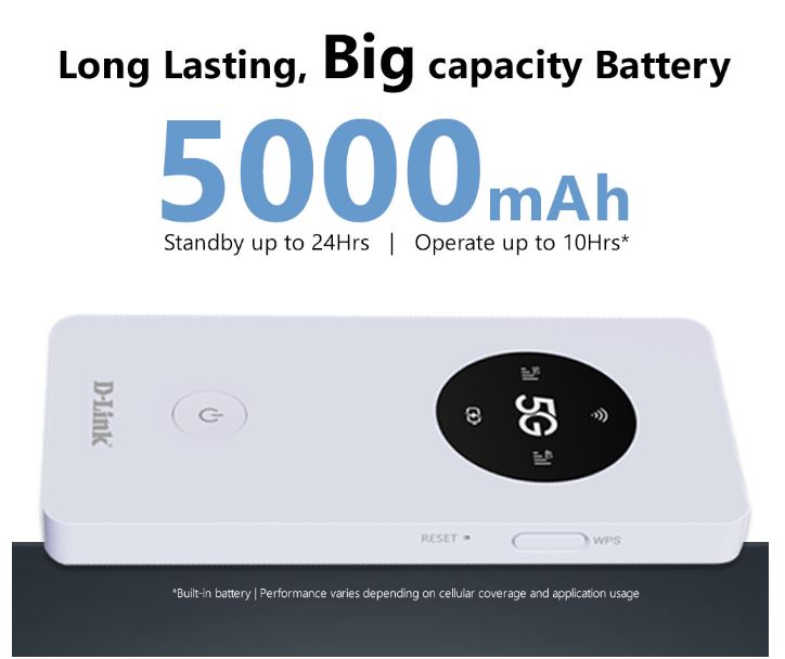 D-Link DWR-U2000 5G Mobile Router Wi-Fi Hotspot 5000mAh Up to 32 Device | DL-DWR-U2000